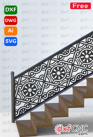 Modern Staircase Design - Cnc Laser Handrail Free Dwg & Dxf File