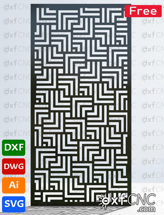 Geometric Line Metal Screen Door Design Svg Dxf CNC Free File