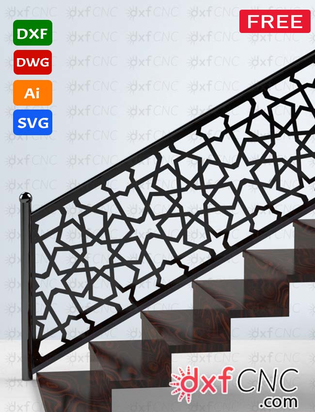Modern Stair Railing Ideas Islamic Design Cnc Free Svg Dxf File Modern Stair Railing Ideas Islamic Design Cnc Free Svg Dxf File