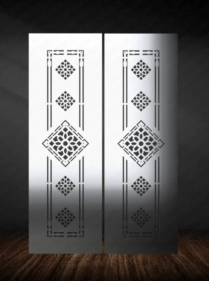 Front Door Modern Double Door Design - dxf files Free Download