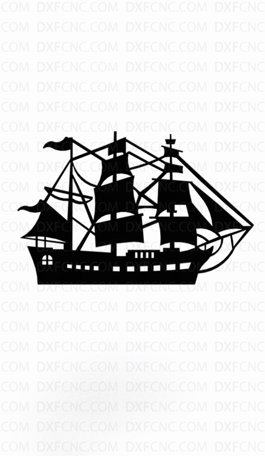 Sailing Vessel Outline for laser cut steel - Dxf file Free download