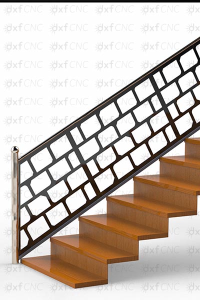 Modern Steel Panel design of stair railing laser Dxf File Free Download