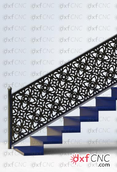 Stair railing design for staircase laser cut cnc railing file