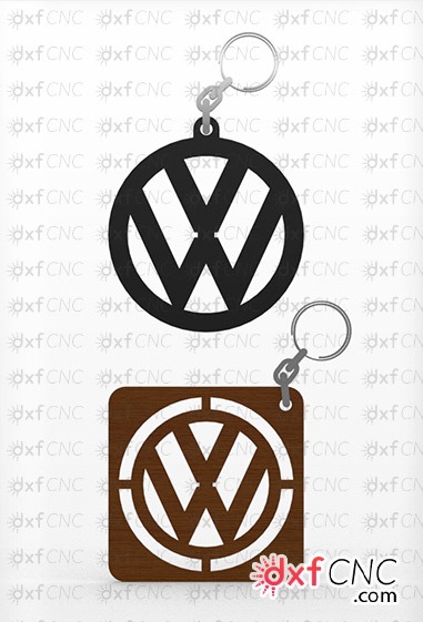 Laser cut volkswagen keychain for car template V W Free Dxf Fi