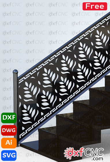 laser steel railing for stairs leaves art design Free Svg & Dx