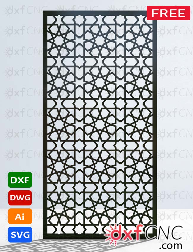 Decorative islamic wall pattern - CNC dxf & dwg File Free download