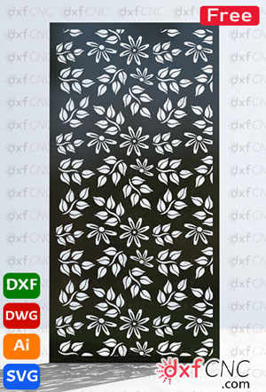 Decorative wall pattern panel Flower leaf design - Free Dxf File - Dxf CNC