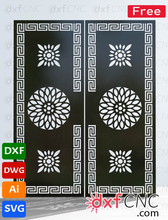 Design double door metal screen Free dxf File for laser cut ma