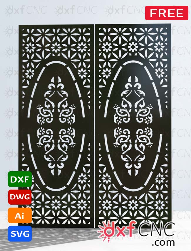 Double front door Ready to cuting gate design dxf files Free do