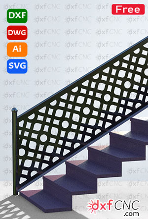 Modern Steel Stair Railing Design  CNC laser cut Free Svg & Dxf files