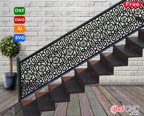 Modern staircase design for Home - CNC Handrail Free Dxf file - Dxf CNC