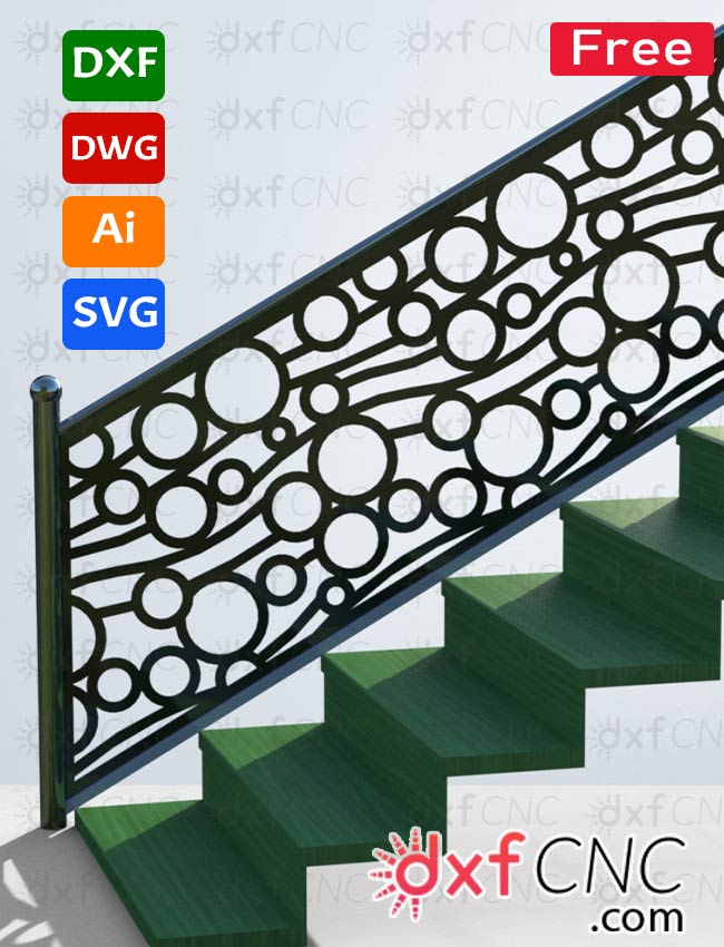 Railing CNC grill design for stairs idea Dxf file Free Downloa