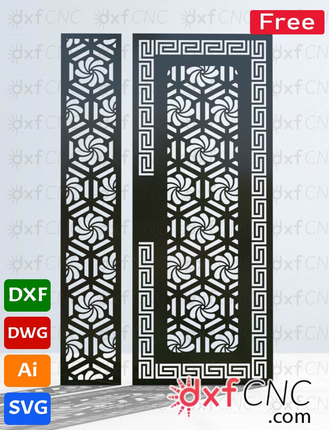 laser cuting Door and Half Flowers design ideas CNC Dxf File Fre