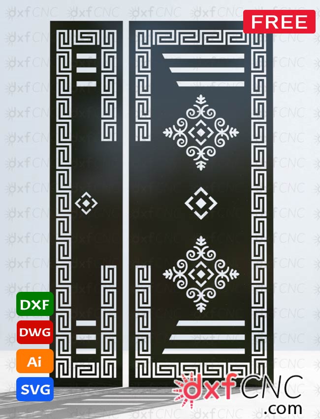 Door and Half metal screens Design - laser Dxf file free Download