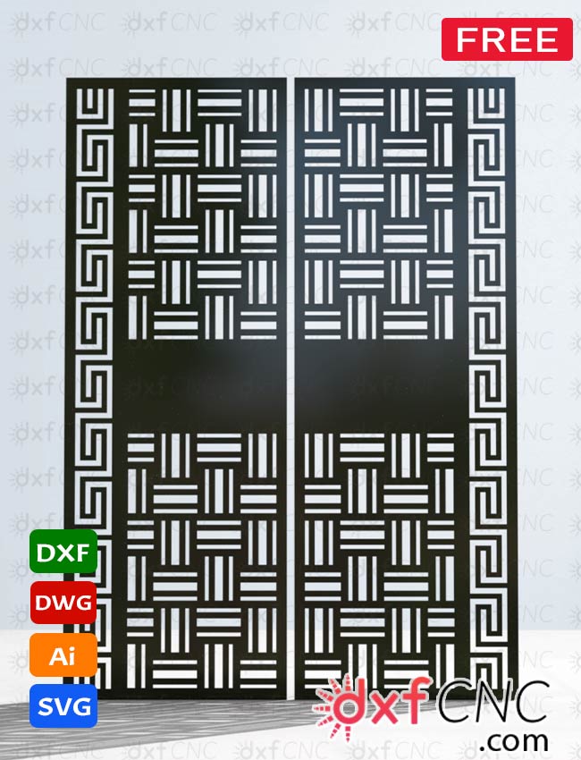 Exterior double doors Metal Screens Design Dxf CNC plasma file