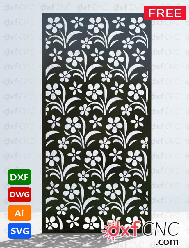 Flowers and leaves metal screen door – CNC Dxf Free Download