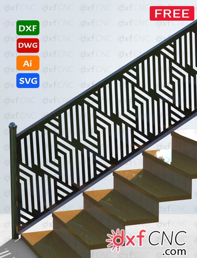 plasma Art Stair Railing Design modern ideas Dxf File Free Downl