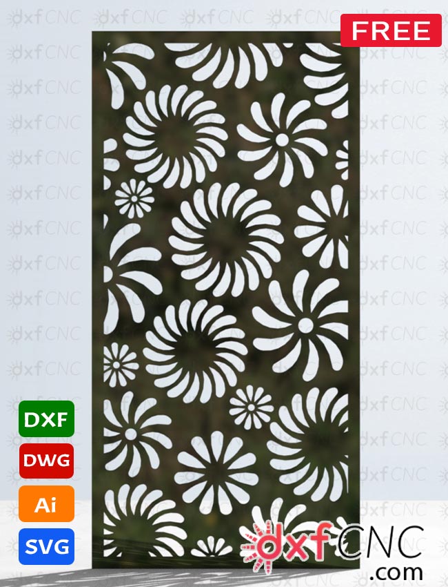 laser cut flowers metal wall art Pattern – Free Dxf file Ready to cut