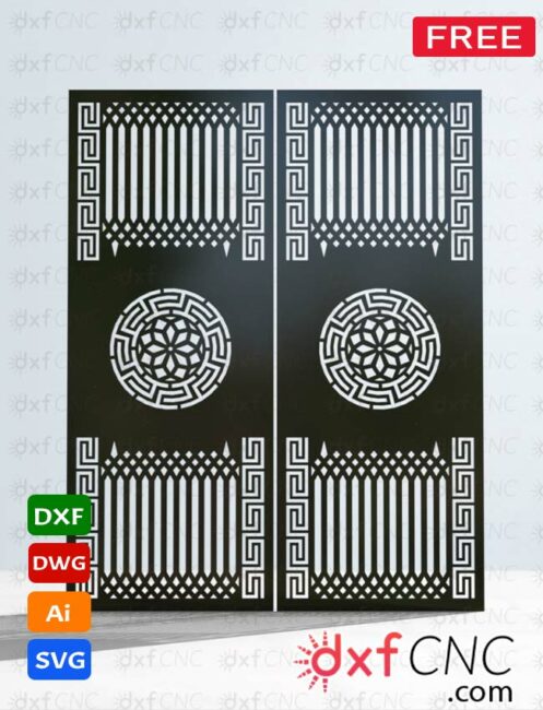 Modern Gate main door - double Door Design - DXF File for Free