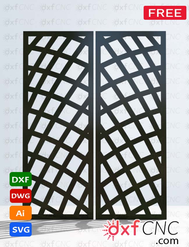 Modern steel door design decor door CNC plasma Dxf file Free D