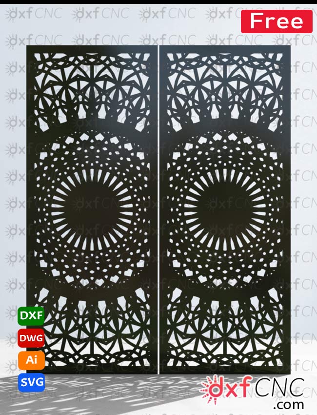 Double door gate patterns Free dxf for CNC laser cutting machi