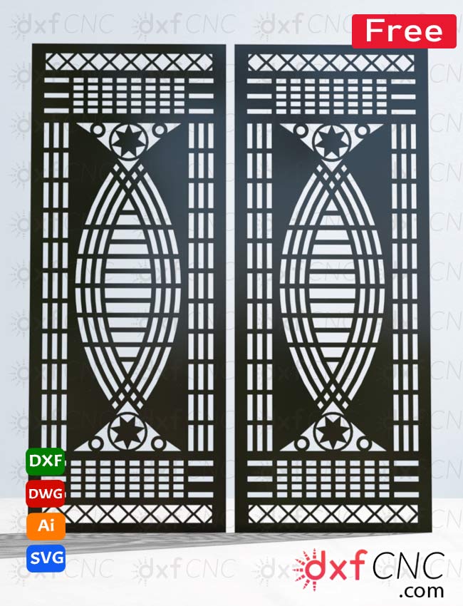 Gate double door design Free dxf for CNC laser cutting machine