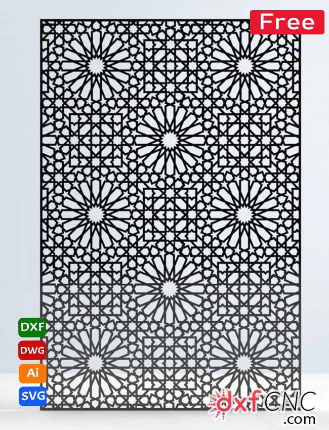 arabic islamic geometric Pattern design cnc laser Dxf for Free D