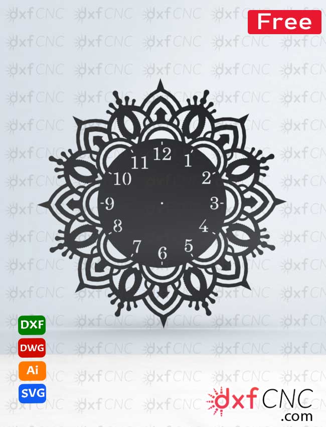 laser cut metal decorative clock Wall Art Design Dxf Free Downlo