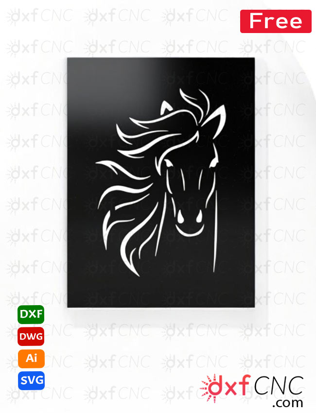 Laser CNC Horse Iron Frame Wall Art Free DXF File Download for