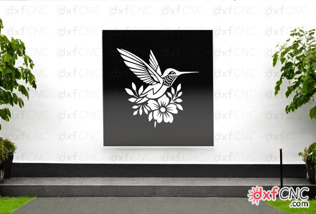 Hummingbird flower panel design Free Vector Files