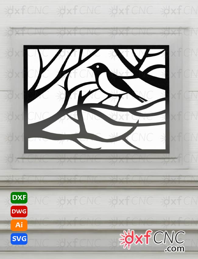 Metal Bird and Tree Wall Art design – Free DXF and vector Files