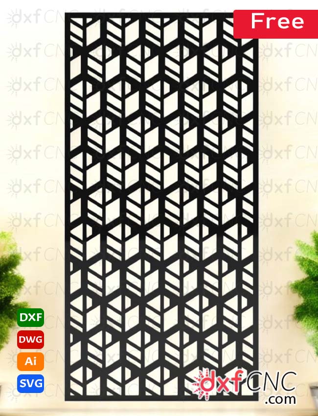 Geometric Wall metal Panel Pattern design cnc dxf Free Download