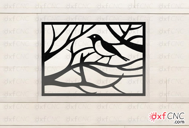 Decorative Metal Bird and Tree Wall Art design CNC laser cutt