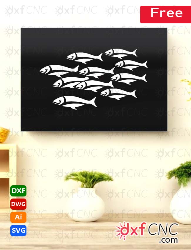 laser cut large fishes metal frame wall art – Free DXF & vector files