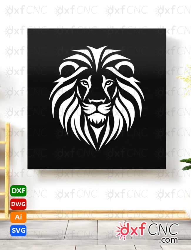 Metal Lion Head Wall Art Design – Free DXF Vector File Laser Cut