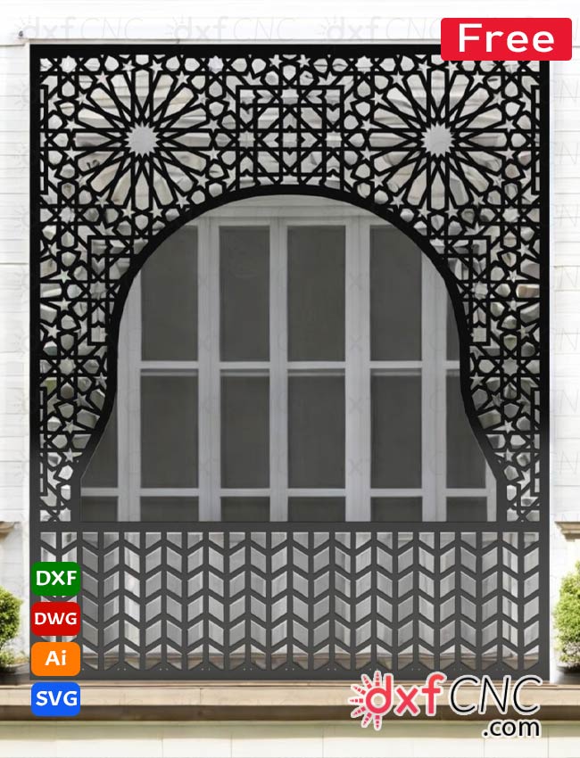 House balcony privacy screen grill design: Free files for CNC ma