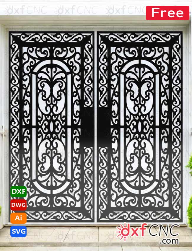 Decorative Grill Gate Door Designs Free DXF & SVG files Download