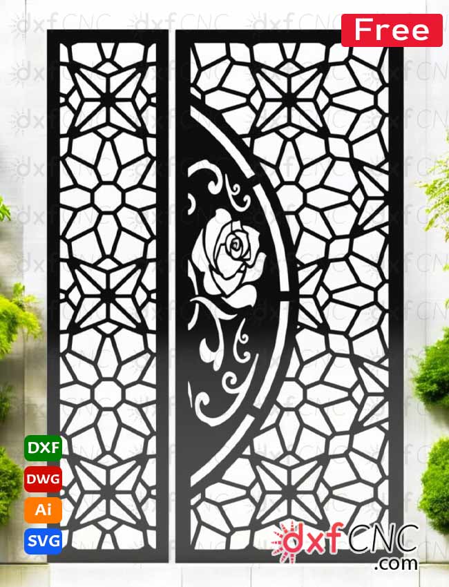 Free DXF Files for Decorative steel sheet Grill Gate CNC Designs