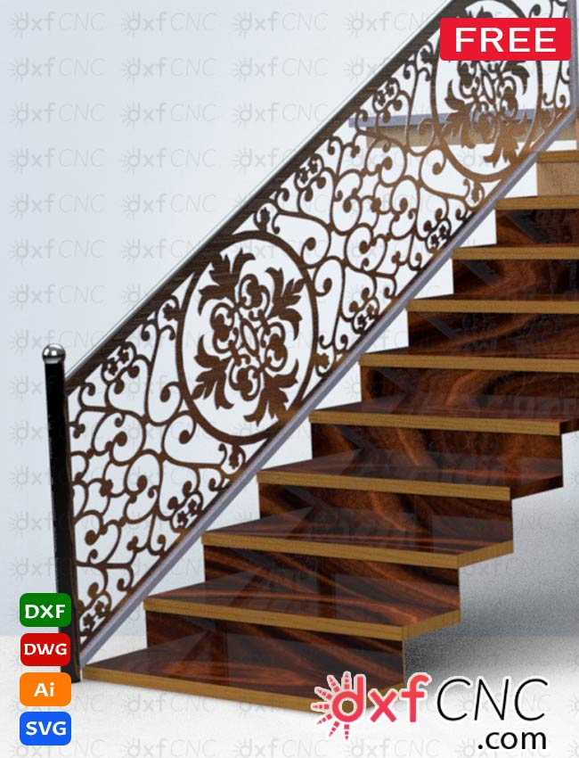 Transform Your Staircase with CNC Metal Railings Free DXF files